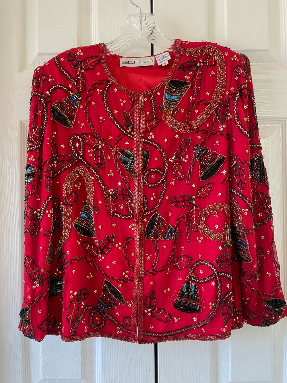 Vintage Scala 100% Silk Beaded Sequin Christmas Holiday Evening Jacket Size S - Picture 17 of 17